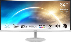 MSI PRO MP341CQW - 34 Inch Curved Ultrawide Monitor (100Hz, UWQHD) - Wit
