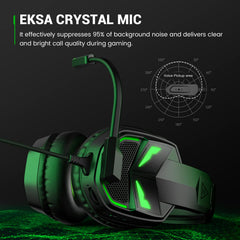 EKSA Fenrir Gaming Headset met Microfoon voor PS4 PC Xbox one PS5 Switch Laptop, Over ear Hoofdtelefoon Bedraad met ruisonderdrukkende microfoon, 3,5 mm Audio Jack, 50 mm Stereo Drivers, Led Light, Zwart