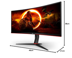 AOC G2 CU34G2XE/BK LED display 86,4 cm (34") 3440 x 1440 pixels Wide Quad HD LCD Noir, Rouge