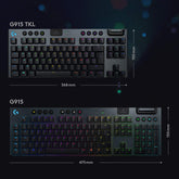 Logitech G915 TKL Tenkeyless LIGHTSPEED Mechanisch Gaming Toetsenbord, Zwart, Vlakke Schakelaars, LIGHTSYNC RGB, Draadloos met Bluetooth-ondersteuning - QWERTY US INTL Layout