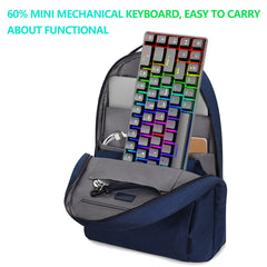 RGB Gaming Toetsenbord en Muis Set, 68 Toetsen Blue Switches 60% Mini Mechanisch Keyboard, 6400DPI Honingraat Lichtgewicht Optische Mouse, USB Bedraad, Compatibel met Windows Mac PS4 XBox, Blauw