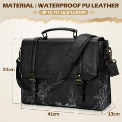 IGOLUMON Aktetas heren waterdichte schoudertas heren 15,6 inch laptoptas vintage werktas messenger bag laptop schoudertassen bruin