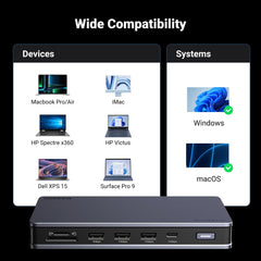 UGREEN Revodok Pro 2101 USB C Docking Station Dual 4K Display für macOS, 10-in-1 USB C Hub 2 HDMI, 10Gbps USB-C & USB-A, PD 100W, LAN, SD/TF, Compatibel met M1/M2/M3 MacBook Air/Pro & Windows-Laptop