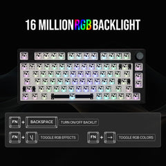EPOMAKER TH80 Pro 75% 80 toetsen, hot-swappable triple mode, mechanisch gamingtoetsenbord, PCB montageplaatkit met demper schuimstoffen, compatibel met 3/5-pins schakelaar voor WIN/MAC/PS4/PS5/Xbox