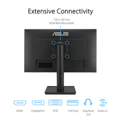 ASUS Business VA24DQFS - 24 inch Full HD Monitor - Frameloos, ergonomisch, Adaptive-Sync, EPEAT Gold - 100 Hz, 16:9 IPS-paneel, 1920x1080 - DP, HDMI, D-Sub, USB Hub, Luidspreker