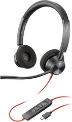 Poly Blackwire 3320 Stereo USB-C Headset met USB-A Adapter - Zwart