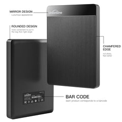 UnionSine Externe Harde Schijf 500GB Ultra Slim Draagbare Harde Schijf USB 3.0 HDD Opslag Compatibel voor PC, Mac, Laptop, Xbox, Xbox One, PS4 (Zwart) HD-006