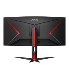 AOC CU34G2X/BK Gaming CU34G2X 86 cm (34 inch) gebogen monitor (QHD, HDMI, DisplayPort, Free-Sync, 1 ms responstijd, 144 Hz, 3440x1440) zwart/rood