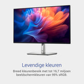 Dell P2725H 27" Full HD (1920x1080) Monitor, 100Hz, IPS, 5ms, 99% sRGB, USB-C, DisplayPort, HDMI, VGA, 4x USB, 3 Jaar Garantie, Zwart