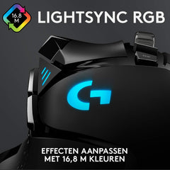 Logitech G502 HERO High Performance Gaming Muis, HERO 25K sensor, 25.600 DPI, RGB, Aanpasbare Gewichten, 11 Programmeerbare Knoppen, on-board geheugen, PC/Mac - Zwart