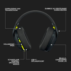 Logitech G435 LIGHTSPEED en Bluetooth draadloze gaming headset - Lichtgewicht, over-ear, ingebouwde microfoons, 18 uur batterij, compatibel met Dolby Atmos, PC, PS4, PS5, mobiel - Zwart