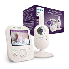 Philips Avent Premium voor babyvideo met beeld en geluid, wit, 3,5 inch display, 4 x vergroting, nachtzichtmodus, 2-weg, slaapliedjes, kamertemperatuur (model SCD891/26)