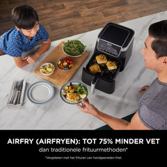 Ninja Air Fryer MAX PRO, 6,2 liter, zonder Olie, Grote Vierkante Enkele Lade, Roosteren, Bakken, Familieformaat, Koken Vanuit Bevroren, Anti-aanbaklaag, Vaatwasmachinebestendige mand en plaat AF180EU