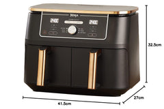 Ninja Foodi MAX Dual Zone Airfryer, Tang, 2 Laden, 9,5L, 6-in-1, Olievrij, Airfryen, Max Crisp, Braden, Bakken, Vaatwasmachinebestendige Manden, Anti-aanbaklaag, Koper/Zwart Amazon Exclusief AF400EUCP