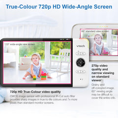 Vtech VM919 HD babymonitor – video-babyfoon met groothoekcamera – 360° panoramazicht, HD-video, helder geluid, 7 inch lcd-kleurenscherm met nachtzichtfunctie, intercomfunctie, liedjes enz.