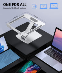Glangeh Opvouwbare laptopstandaard, ergonomische aluminium laptopstandaard, laptopstandaard compatibel met MacBook Air Pro, XPS en meer laptops van 10-16 inch