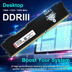 DDR3 16GB Kit (8GBx2) Desktop RAM 1600MHz PC3-12800 UDIMM Non-ECC Unbuffered 1.5V 2Rx8 Dual Rank 240 Pin CL11 PC Geheugen Computer Memory Upgrade Geheugenmodule (Zwart)