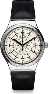 Swatch Digitale Quartz Horloge voor heren met lederen band YIS402