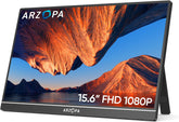 ARZOPA draagbare monitor, 15,6" 1920×1080 FHD IPS draagbaar laptopscherm met standaard, ultradun tweede scherm voor laptop/PC/Mac/PS3/4/5/Xbox - USB C en HDMI-connectiviteit - A1