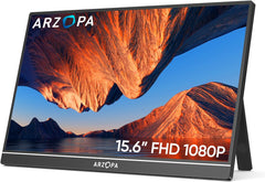 ARZOPA draagbare monitor, 15,6" 1920×1080 FHD IPS draagbaar laptopscherm met standaard, ultradun tweede scherm voor laptop/PC/Mac/PS3/4/5/Xbox - USB C en HDMI-connectiviteit - A1