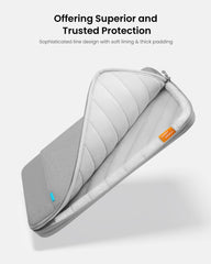 tomtoc 360° Laptop Sleeve Hoes voor 14 inch MacBook Pro M4/M3/M2/M1 Pro/Max A3401 A3185 A3112 A2992 A2918 2024-2021, all-round bescherming, schokbestendig, waterafstotende laptoptas met accessoirevak