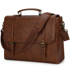 IGOLUMON Aktetas heren waterdichte schoudertas heren 15,6 inch laptoptas vintage werktas messenger bag laptop schoudertassen bruin