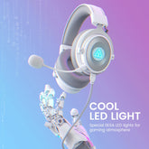 EKSA Gaming headset, 7.1 surround sound pc-headset met ruisonderdrukkende microfoon, USB & 3,5 mm audio-aansluiting, ledlicht, superlichte gaming-hoofdtelefoon voor PC/Mac/Switch/PS4/PS5/Xbox One,