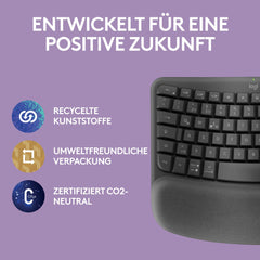 Logitech Wave Keys draadloos ergonomisch toetsenbord - Grafiet, Pan Nordic QWERTY indeling