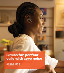 JBL Live Pro 2: 40 uur speeltijd, echte adaptieve ruisonderdrukking, Smart Ambient en Beamforming-microfoons (zilver), klein