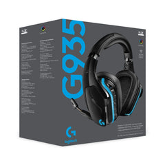Logitech G935 draadloze RGB-gamingheadset, 7.1 surround sound, DTS X 2.0, 50 mm Pro-G-drivers, 2,4 GHz, rockermicrofoon, pc/Mac/PS4/Nintendo Switch, zwart