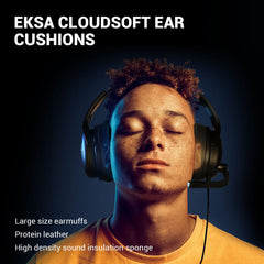 EKSA E4 AirComfy Headsets met microfoon ruisonderdrukking, over-ear pc-hoofdtelefoon, kristalhelder surroundgeluid, 263 g, ultralicht, 3,5 mm, bekabelde computerheadset voor laptop, PS4, PS5, Xbox,
