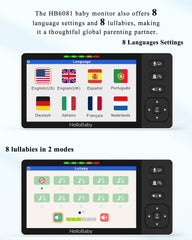HelloBaby Babyfoon, 2 camera's met 1080p babycamera, 5,5 inch split-screen babyfoon met camera en nachtzicht, geen wifi, pan-tilt-zoom, nachtlampje, 300 m bereik, tweerichtingsaudio,