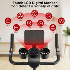 Hometrainer, fiets met magnetische weerstand, stille ergometer, hometrainer, fiets, lcd-monitor, verstelbaar stuur en zadel, spinning-fiets, indoor fitnessbike voor thuis, tot 120 kg