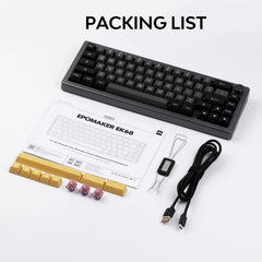 EPOMAKER EK68 65% Pakking NKRO Hot Swappable Drievoudige Modus Mechanische Gaming Toetsenbord met Knop, Zuid-gerichte LED, RGB Achtergrondverlichting voor Win/Mac (Zwart Zilver, Flamingo Switch)