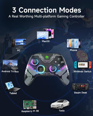 EasySMX X15 Draadloze pc-controller met gangtriggers, halljoysticks, verbeterde Bluetooth-gamecontroller, geen drift, geen deadzone-effect, compatibel met Windows-pc, Android, Steam en Switch