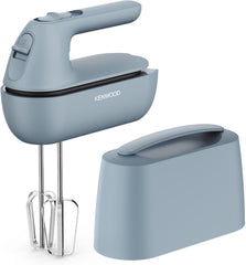 Kenwood QuickMix Go HMP40.000GY, draagbare elektrische handmixer met geïntegreerde tas, garde en deeghaak van roestvrij staal, 5 snelheden, van gerecycled kunststof, 350 W, Storm Blue