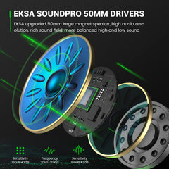 EKSA Fenrir Gaming Headset met Microfoon voor PS4 PC Xbox one PS5 Switch Laptop, Over ear Hoofdtelefoon Bedraad met ruisonderdrukkende microfoon, 3,5 mm Audio Jack, 50 mm Stereo Drivers, Led Light, Zwart