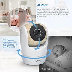 Vtech VM919 HD babymonitor – video-babyfoon met groothoekcamera – 360° panoramazicht, HD-video, helder geluid, 7 inch lcd-kleurenscherm met nachtzichtfunctie, intercomfunctie, liedjes enz.