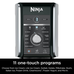 Ninja NC501 CREAMi Deluxe 11-in-1 ijs- en bevroren traktatiemaker voor sorbet, milkshakes, dranken meer, 11 programma's, met 2 XL Family Size Pintcontainers, Perfect Kids, Zilver, 2 liter