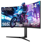 Z-Edge Gaming Monitor Gebogen 34'', 165Hz, UWQHD(3440x1440), 1ms MPRT, 21:9 met DP-kabel, AMD FreeSync, Verstelbare Standaard, 1500R VA, 300cd/m², 2*HDMI2.0 & 2*DP1.4, RGB, VESA 100 * 100mm