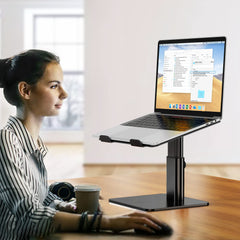 Besign LSX6N Aluminium laptopstandaard, ergonomische verstelbare notebookstandaard, stijghouder computerstandaard, compatibel met 10-15,6 inch laptops, Zwart