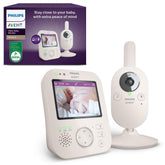 Philips Avent Premium babyfoon, afgeschermde en veilige babyfoon, camera/audio, DEKRA gecertificeerd, wit, 8,9 cm (3,5") scherm, 4x zoom, nachtzicht, 2-weg audio, kamertemperatuur, SCD891/26