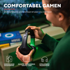 Trust Gaming GXT 415X Zirox Lichtgewicht Gaming Headset voor Xbox Series X/S met 50mm-drivers, 3.5 mm Jack, 1,2 m Kabel, Opklapbare Microfoon, Over-Ear Bedrade Koptelefoon - Zwart/Groen