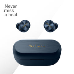 Technics EAH-AZ80E-A Draadloze hoofdtelefoon met ruisonderdrukking, bluetooth, in-ear hoofdtelefoon met ingebouwde microfoon, aanpasbare pasvorm, tot 7 uur speeltijd, nachtblauw