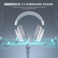 EKSA Gaming headset, 7.1 surround sound pc-headset met ruisonderdrukkende microfoon, USB & 3,5 mm audio-aansluiting, ledlicht, superlichte gaming-hoofdtelefoon voor PC/Mac/Switch/PS4/PS5/Xbox One,