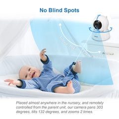 VTech VM923 Babyfoon, 2,8 inch scherm, Pan-Tilt-Zoom, 300 m lang bereik, nachtzicht, 2-weg audio, temperatuursensor, slaapliedjes, veilige transmissie zonder wifi