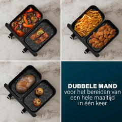 Princess airfryer met dubbele mand - 11 L - BPA- en PFAS-vrij - Gesynchroniseerd kookuiteinde - 8 programma's - Kijkvenster - 2400 W - 182276