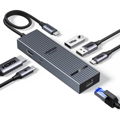 UGREEN Revodok Pro 10Gbps USB C Hub HDMI 4K@60Hz Ethernet Adapter met 2*USB A 3.2 en USB C 3.2 PD 100W Compatibel met iPhone 16, iPad Pro/Air, MacBook Pro/Air, Galaxy S24, Steam Deck etc.