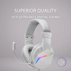 MARSGAMING MH122W Mars Gaming FRGB Over Ear Gaming Hoofdtelefoon met Microfoon, HiFi Geluid, Geluidsonderdrukking, Ultra Lichtgewicht, PS4 PS5 Xbox Switch Tablet Windows Mac, Wit