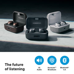 Sennheiser MOMENTUM True Wireless 4 - Smart Earbuds met Bluetooth 5.4, kristalhelder geluid, comfortabel ontwerp, accuduur van 30 uur en adaptieve ANC - zwart koper